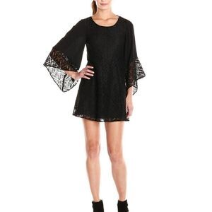 MinkPink Drive Me Crazy Flair‎ Sleeve Lace Mini Fit & flare Black Dress NWT Size